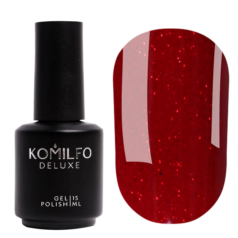 Gel Polish Komilfo Deluxe Series Dusk Collection D305 (red with sequins), 15 ml