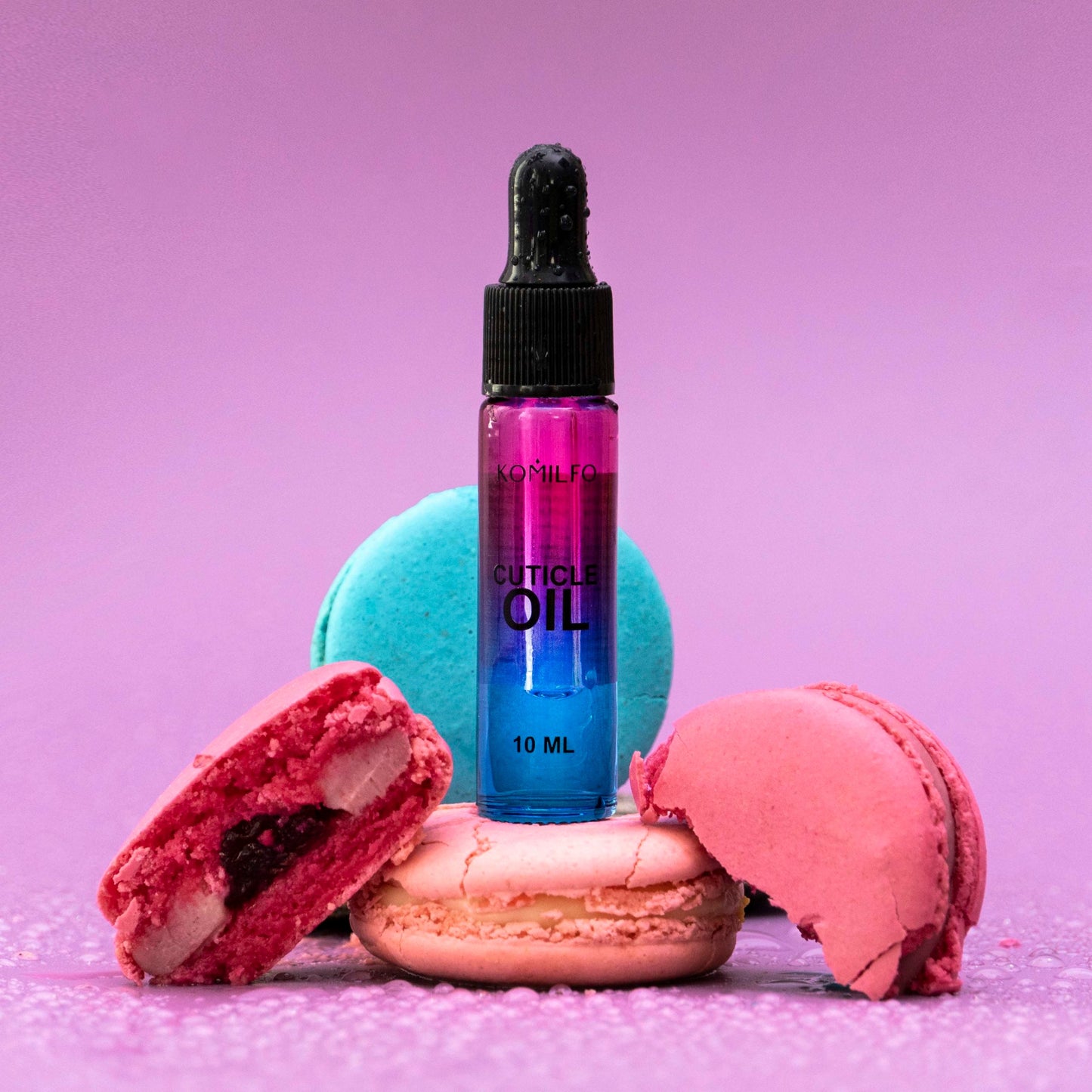 cuticle oil with dropper “Macaroon aroma”, 10ml - LuckyShop - Komilfo