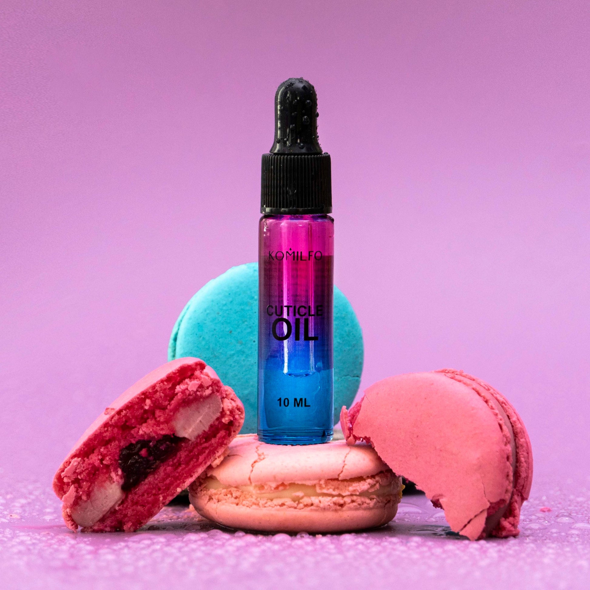 cuticle oil with dropper “Macaroon aroma”, 10ml - LuckyShop - Komilfo