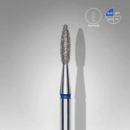 Diamond nail drill bit flame blue EXPERT head diameter 2,1 mm / working part 8 mm - LuckyShop - Staleks