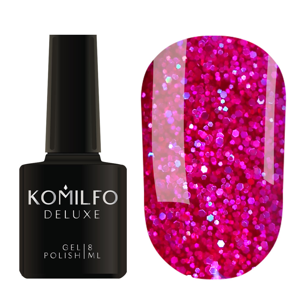 Gel Polish Komilfo Stardust Glitter 001 (hot pink with sparkles), 8 ml