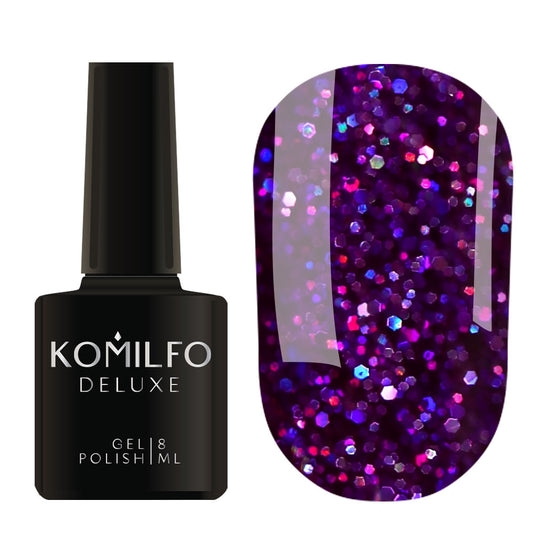 Gel Polish Komilfo Stardust Glitter 002 (rich lilac with glitters), 8 ml