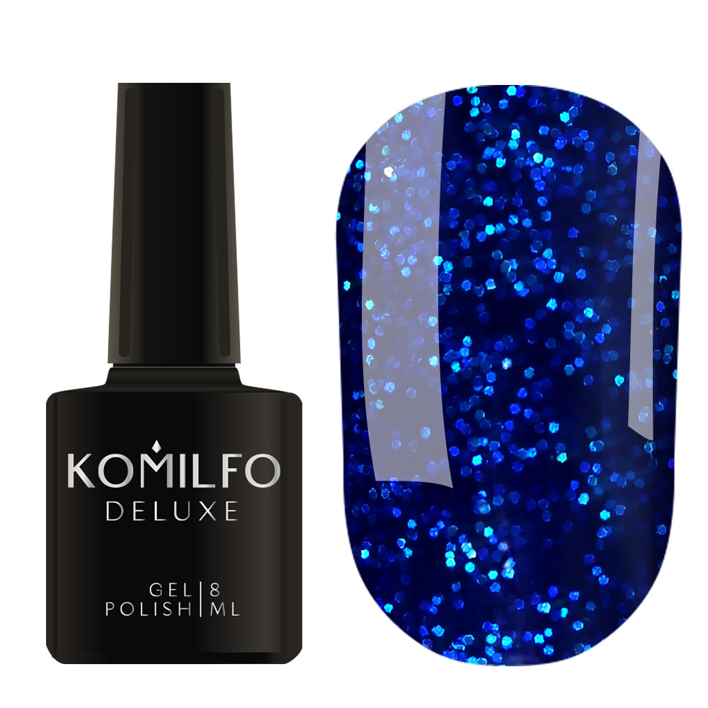 Gel Polish Komilfo Stardust Glitter 003 (deep blue with glitters), 8 ml