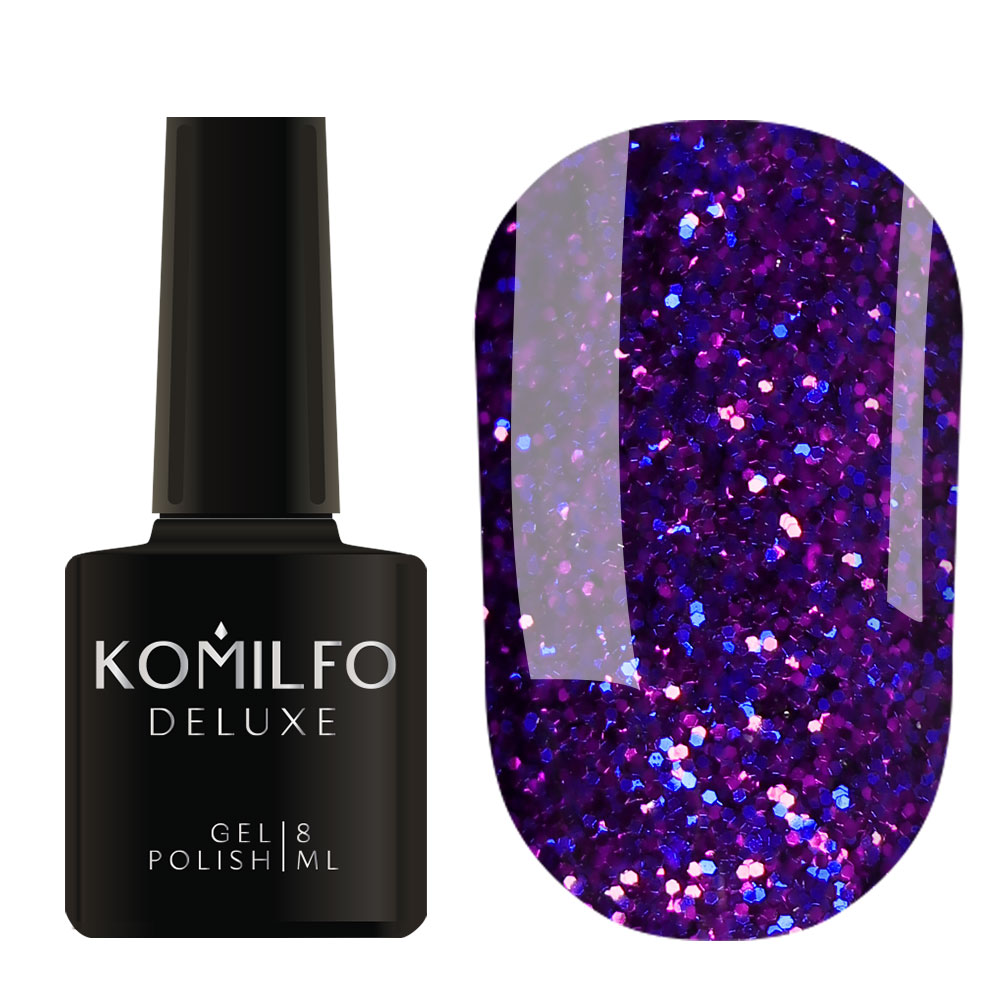 Gel Polish Komilfo Stardust Glitter 005 (violet-blue with glitters), 8 ml