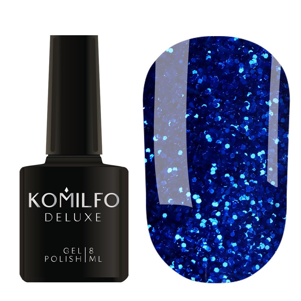 Gel Polish Komilfo Stardust Glitter 007 (blue with glitters), 8 ml