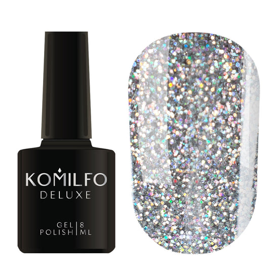 Gel Polish Komilfo DeLuxe Series G007 (small saturated silver holographic glitter), 8 ml