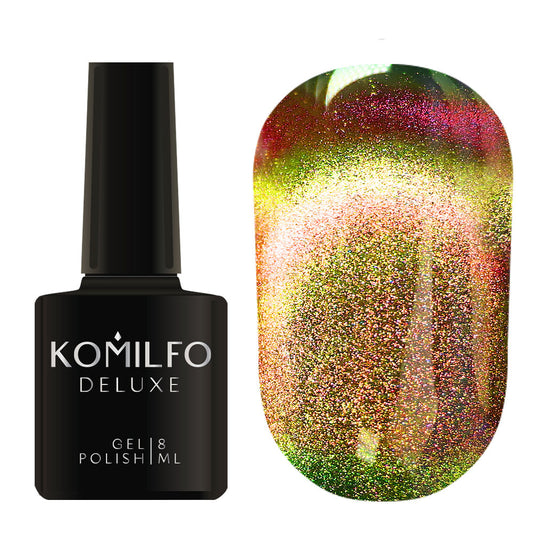 Gel Polish Komilfo 9D Cat’s eye 002 (light green-gold, magnetic), 8 ml