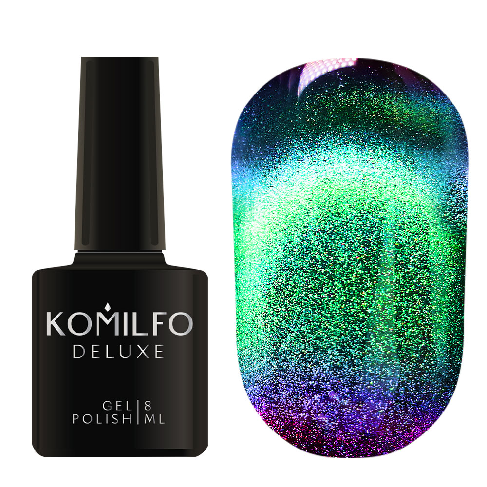 Gel Polish Komilfo 9D Cat’s eye 005 (emerald-wine, magnetic), 8 ml