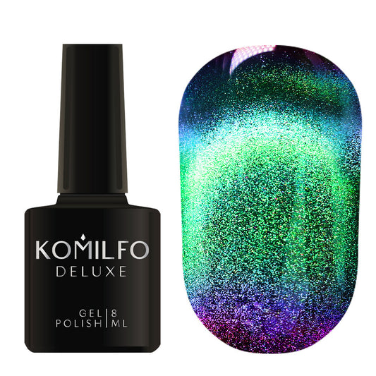Gel Polish Komilfo 9D Cat’s eye 005 (emerald-wine, magnetic), 8 ml