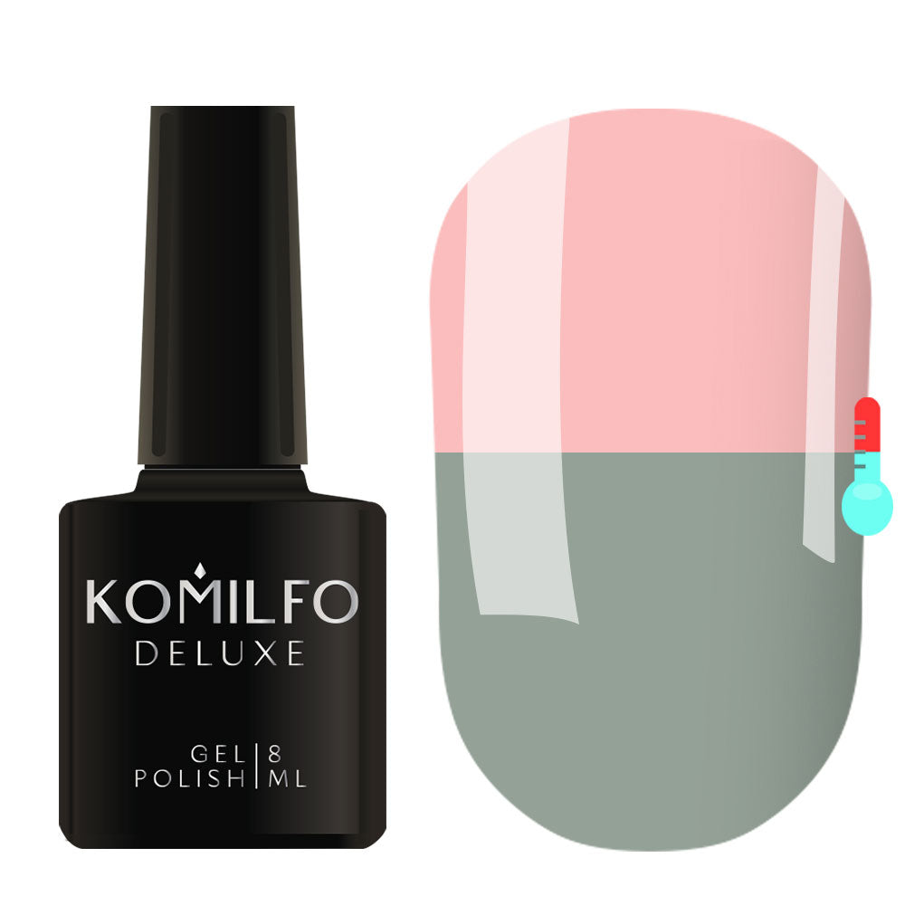 Gel Polish Komilfo DeLuxe Termo C002 (pale, gray-green, when heated – pink), 8 ml