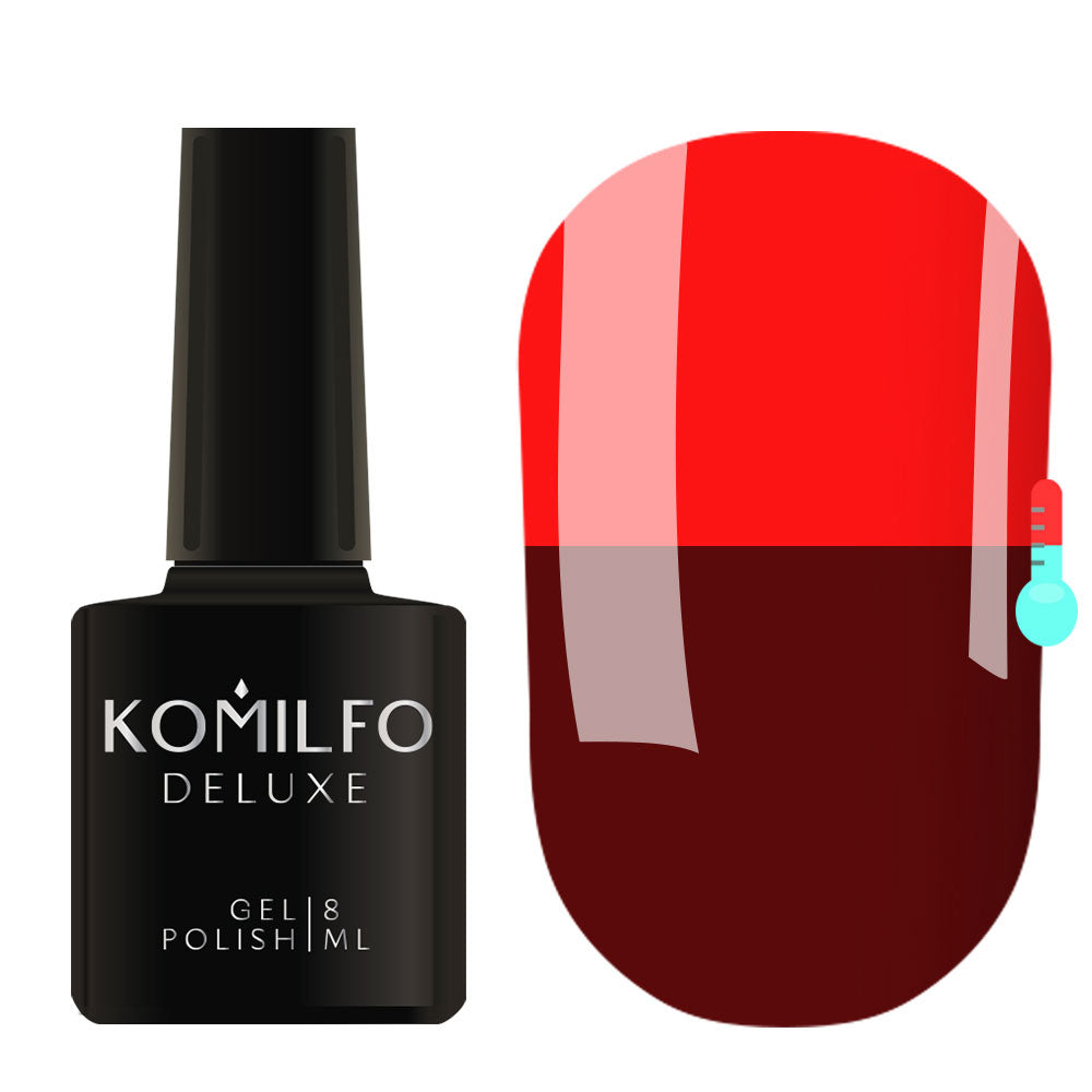 Gel Polish Komilfo DeLuxe Termo C005 (burgundy brown, when heated – red), 8 ml