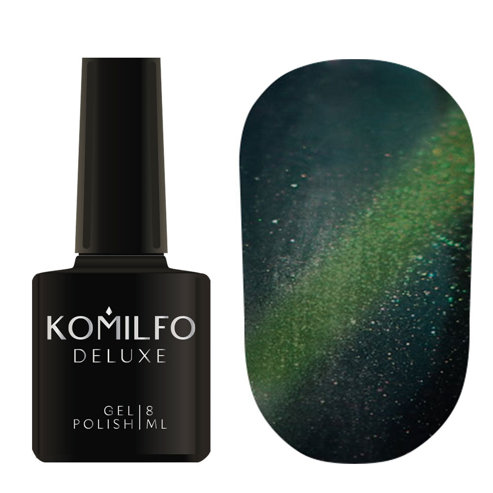 Gel Polish Komilfo Fantasy Cat’s Eye 111 (dark green, magnetic), 8 ml