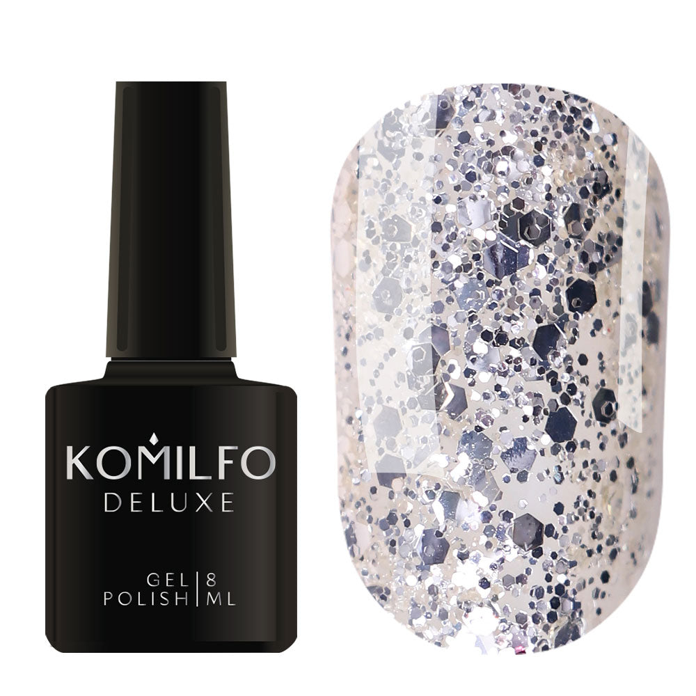 Gel Polish Komilfo DeLuxe Series G002 (silver, large glitter), 8 ml