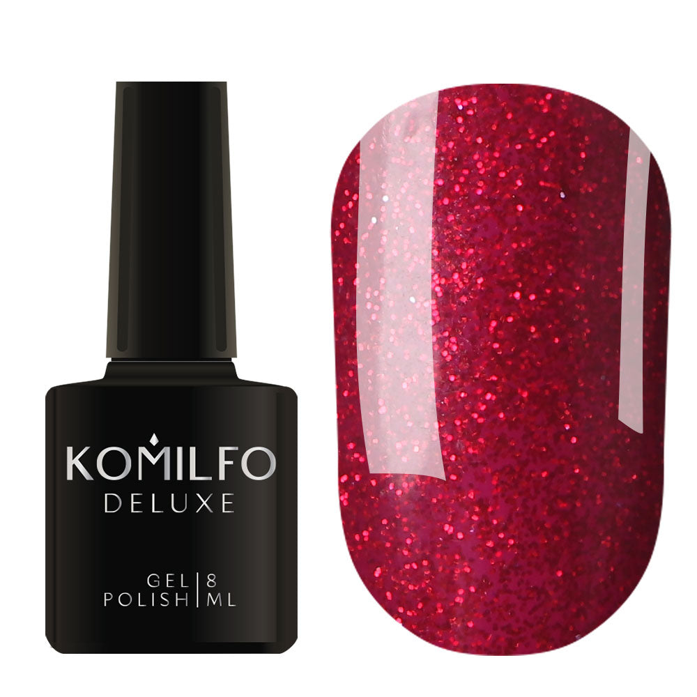 Gel Polish Komilfo DeLuxe Series G014 (red with rich fine glitters), 8 ml