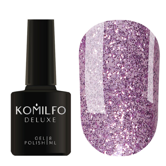 Gel Polish Komilfo DeLuxe Series G017 (pink-lilac with sparkles), 8 ml