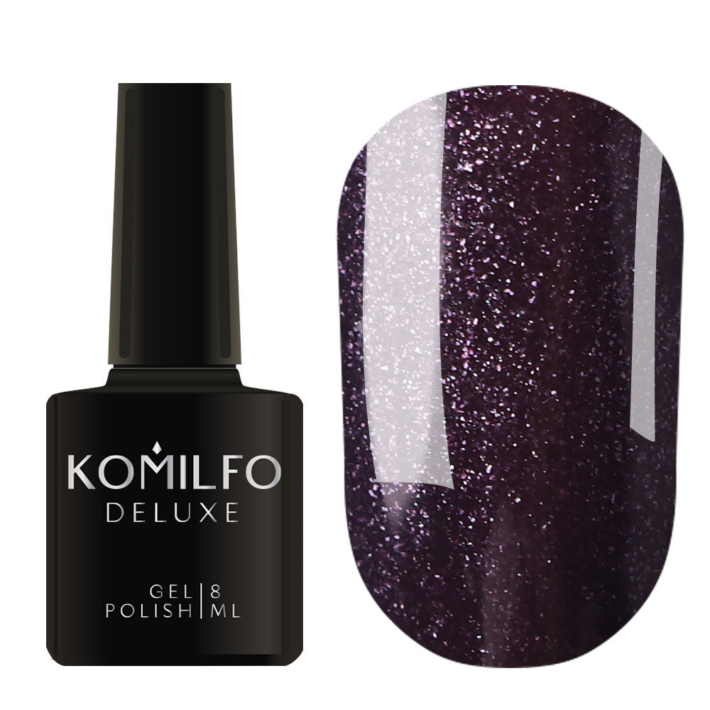 Gel polish Komilfo DeLuxe Series G022 (dark purple with micro-shine), 8 ml