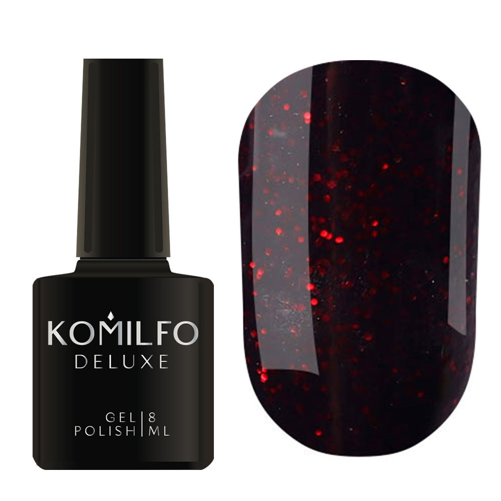 Gel Polish Komilfo DeLuxe Series G024 (black with red glitters), 8 m