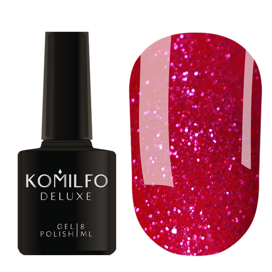 Gel Polish Komilfo DeLuxe Series G026 (deep pink with light pink glitter), 8 ml