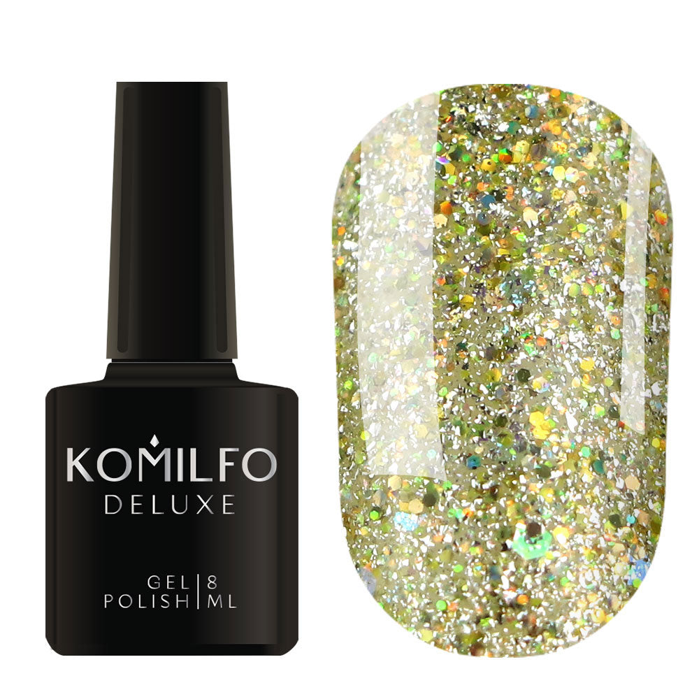 Gel Polish Komilfo Glow Attack 002 (gold-holographic), 8 ml