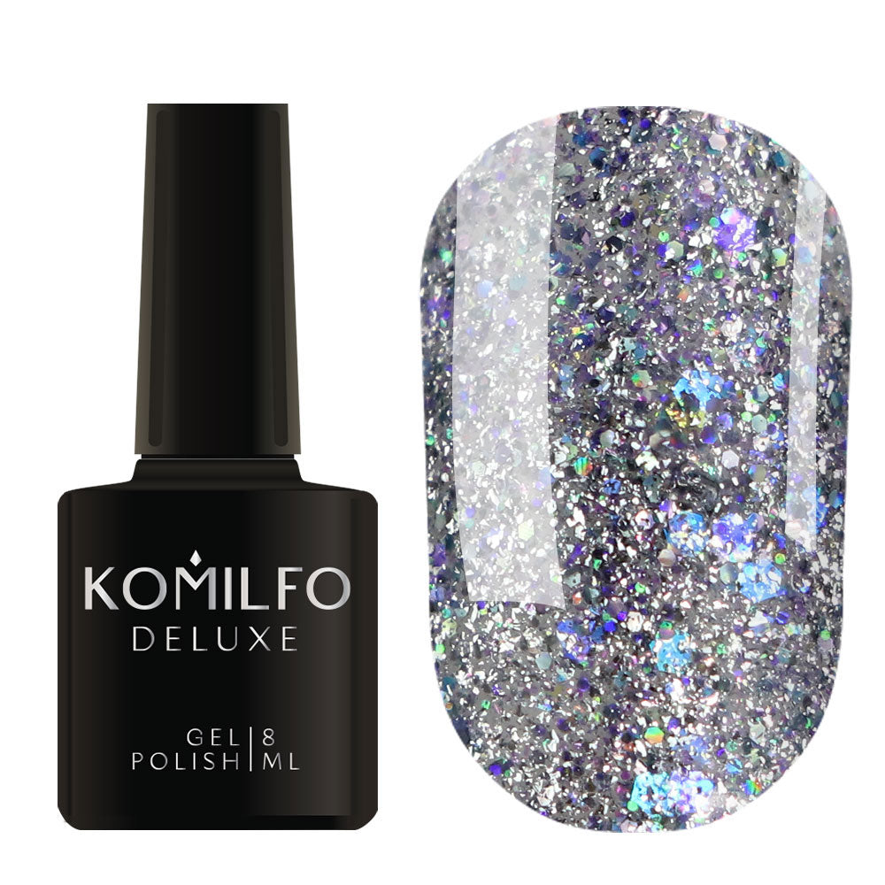 Gel polish Komilfo Glow Attack 004 (metallic-holographic), 8 ml