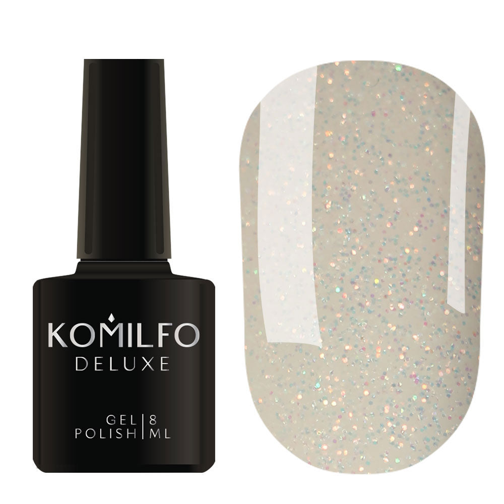 Gel Polish Komilfo Moon Crush 002 (orange-green sparkles, transparent), 8 ml