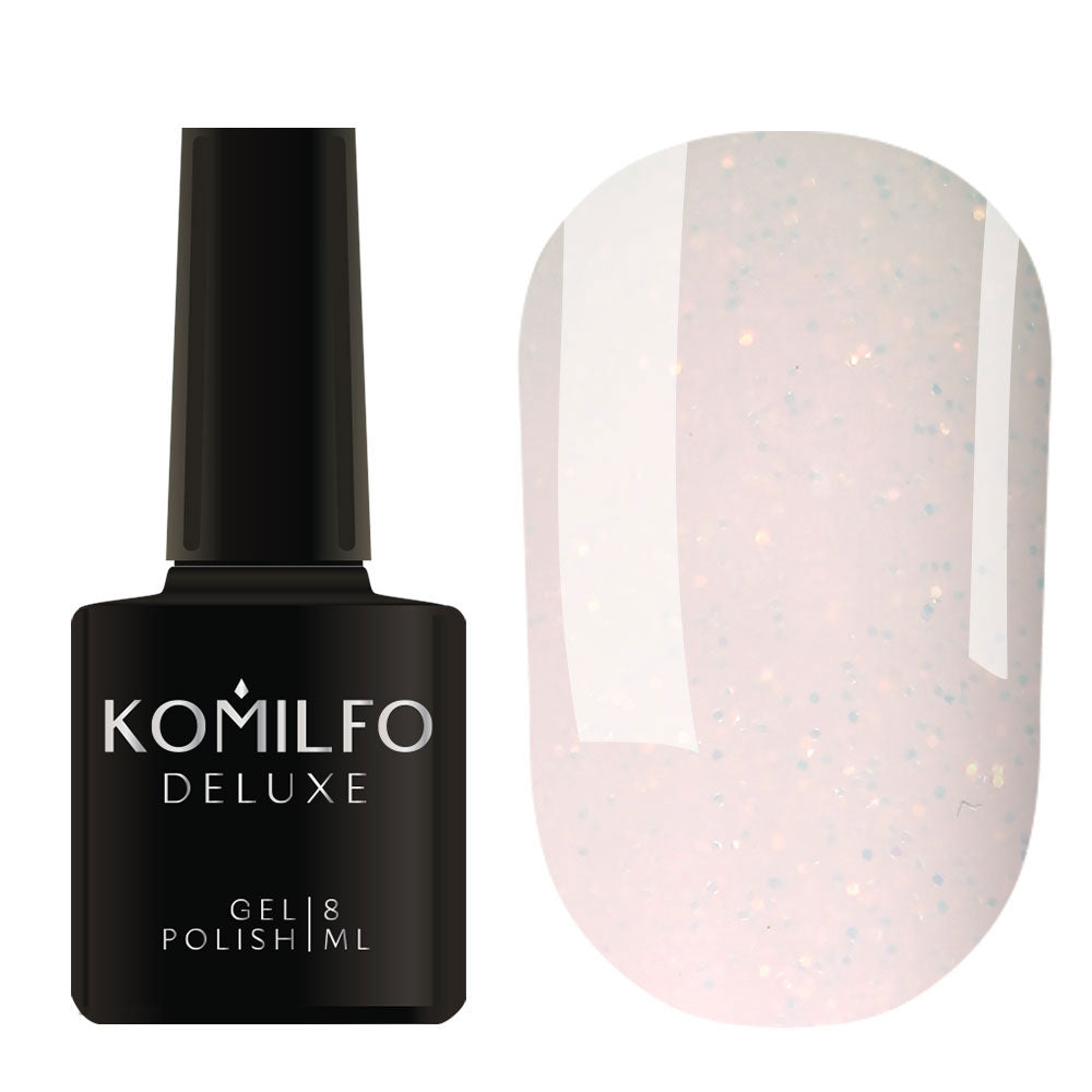 Gel Polish Komilfo Moon Crush 003 (milky pink, golden sparkles, translucent), 8 ml