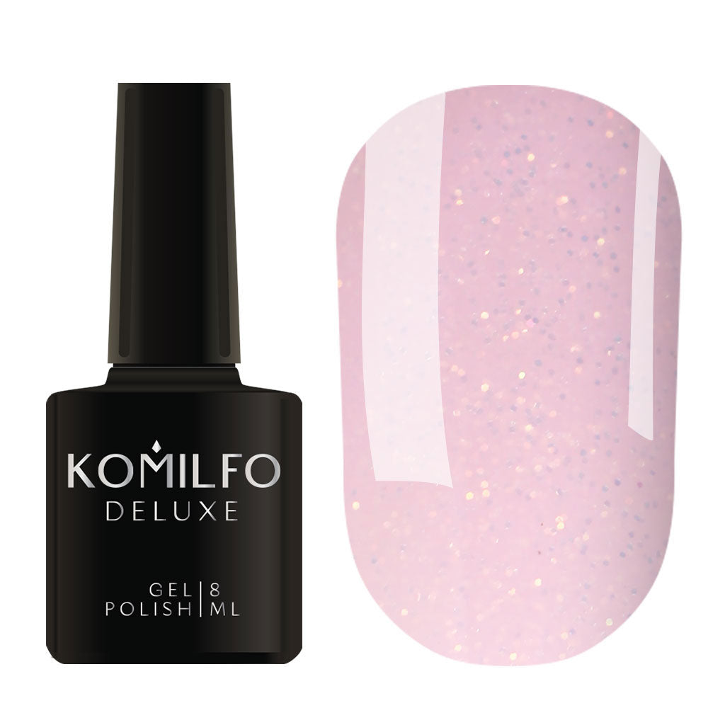 Gel polish Komilfo Moon Crush 004 (pale pink, golden sparkles, translucent), 8 ml