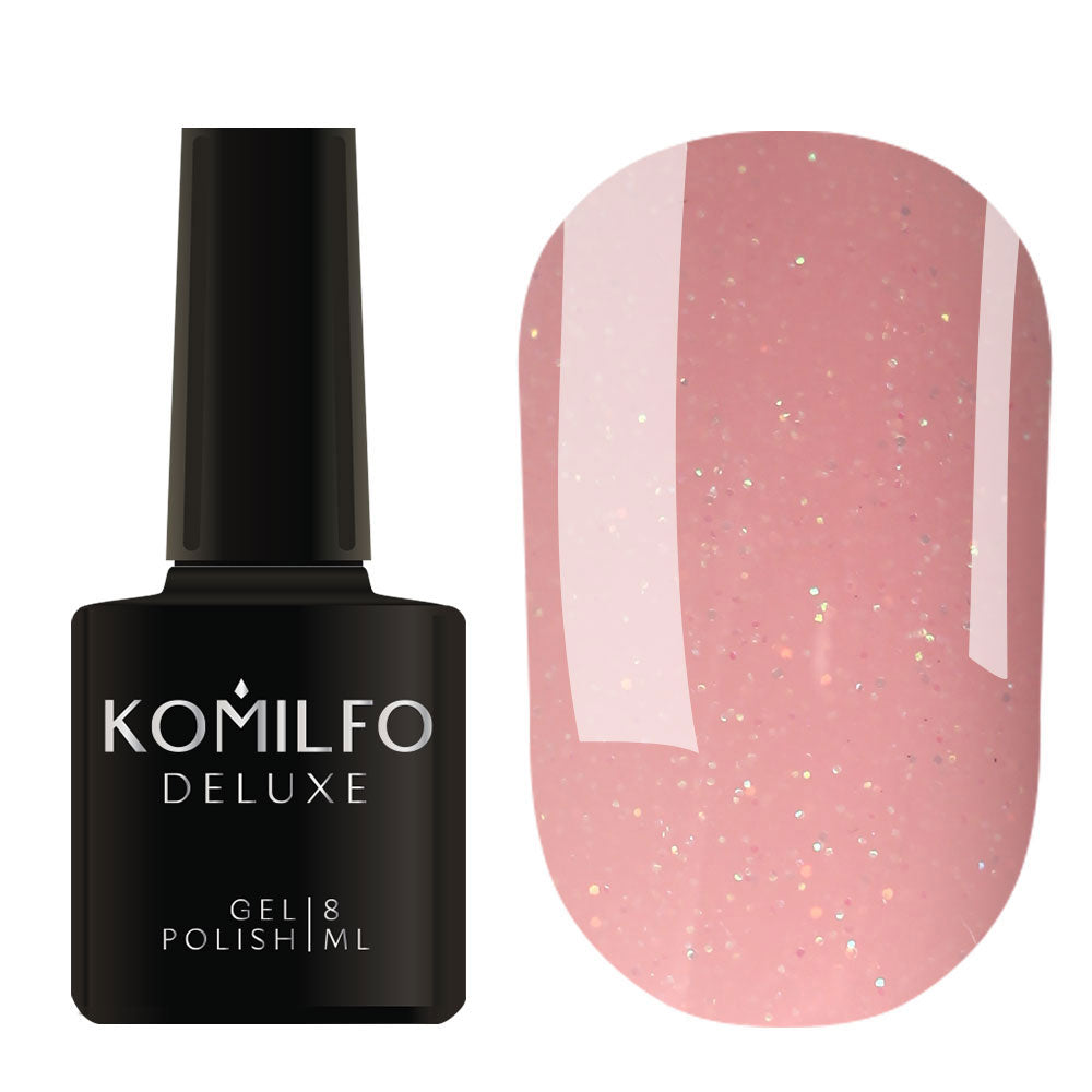 Gel Polish Komilfo Moon Crush 006 (pale beige, golden-green sparkles, translucent), 8 ml