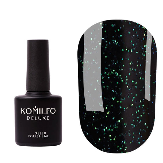 No Wipe Top Emerald – top without a sticky layer with green glitter, 8ml - LuckyShop - Komilfo