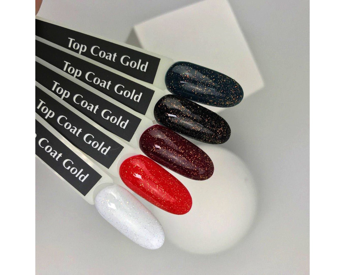 No Wipe Top Gold – top without a sticky layer with gold glitter, 8ml - LuckyShop - Komilfo