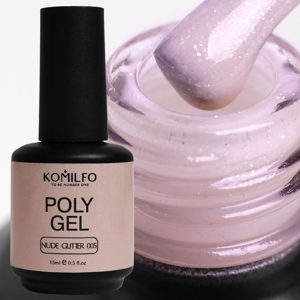 Komilfo PolyGel 005 Nude Glitter, 15 ml (with shimmer)