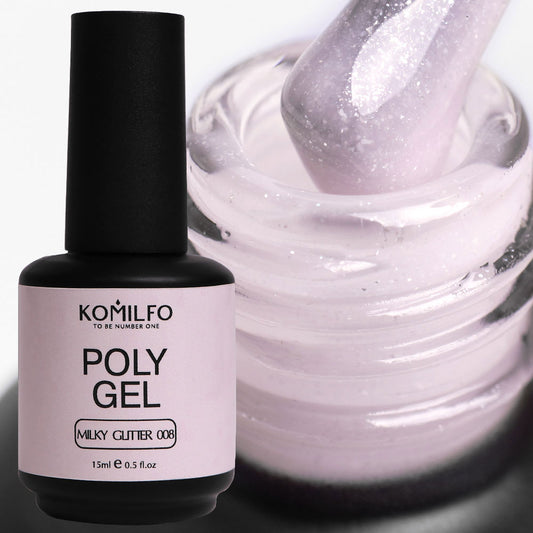 Komilfo PolyGel 008 Milky Glitter, 15 ml (with shimmer)