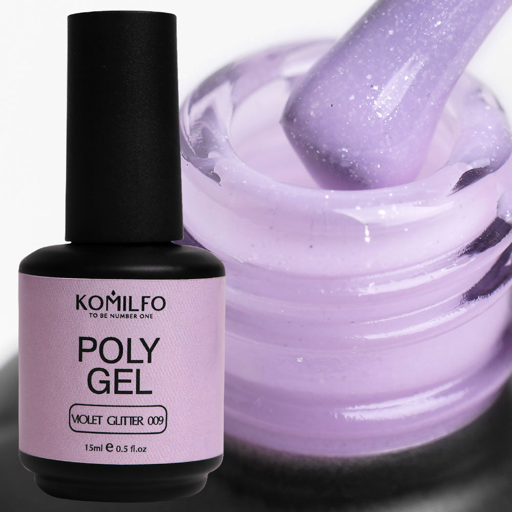 Komilfo PolyGel 009 Violet Glitter, 15 ml (with shimmer)