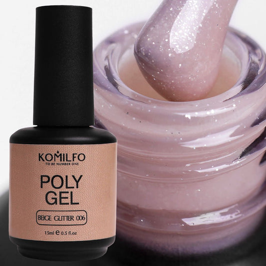 PolyGel 006 Beige Glitter, 15ml (with shimmer) - LuckyShop - Komilfo