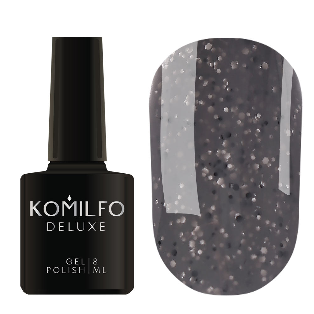 Gel Polish Komilfo Stone Collection ST002 (dark gray, with crumbs), 8 ml